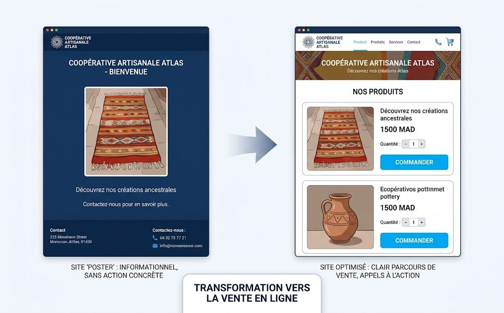 Comparison between a static cooperative website and a website designed to sell products