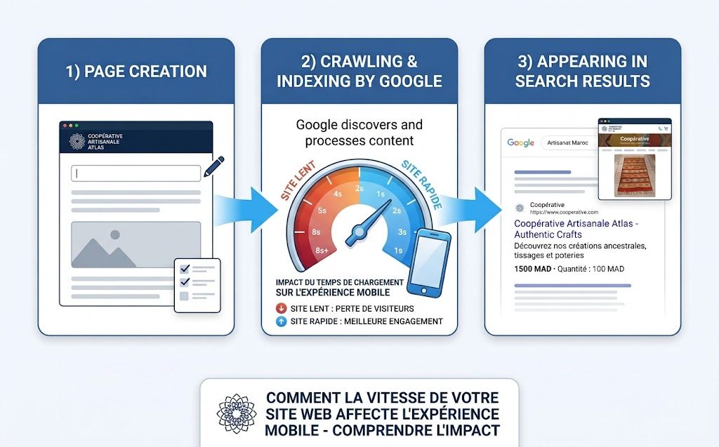 Website speed gauge showing the impact of loading time on mobile users